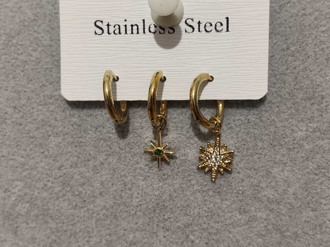 Ατσάλινα σκουλαρίκια με ματάκι και αστέρι