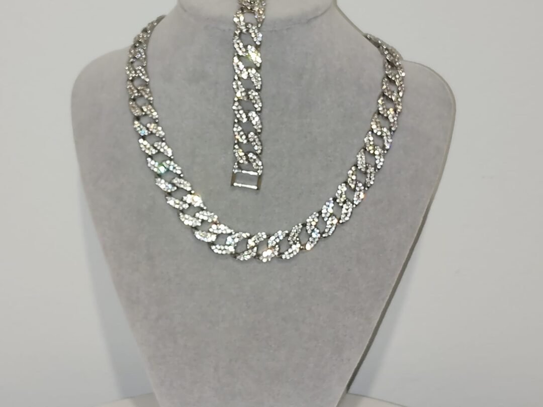 Ατσάλινο σετ βραχιόλι & κολιέ σε χρυσό και ασημί χρώμα