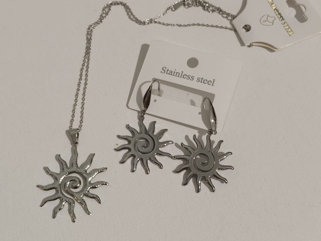 Σετ ατσάλινο (κολιέ & σκουλαρίκια) σε ασημί και χρυσό χρώμα