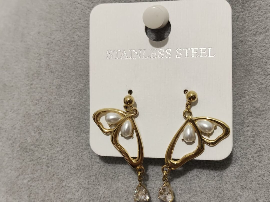 Σκουλαρίκια πεταλούδα με πέρλες και ζιργκόν